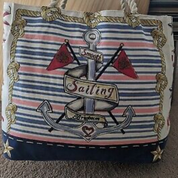 Brighton Sail Into Summer Canvas Large Beach Tote Collectible 2014 Nautical - Picture 1 of 5